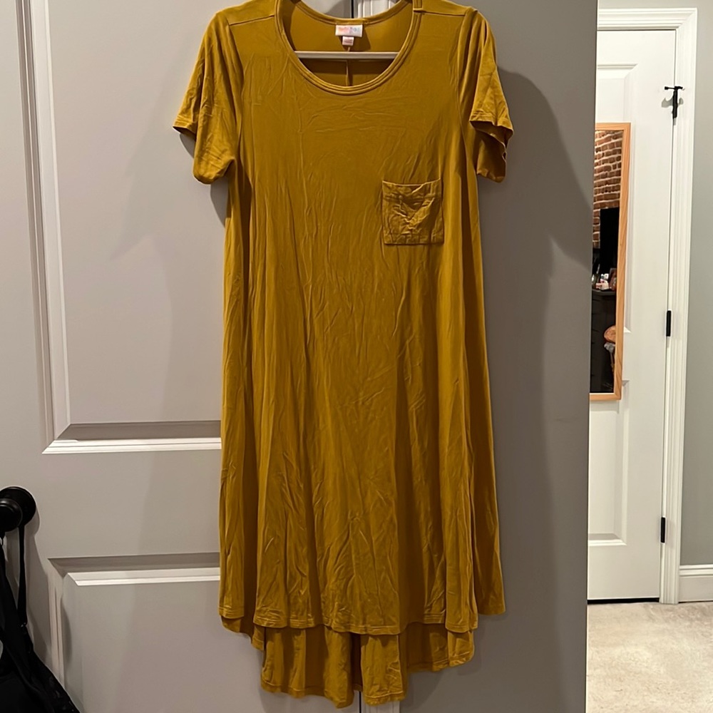 LulaRoe Carly Dress in Mustard Yellow